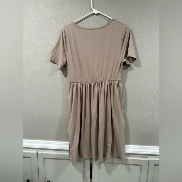 5/$25 Stylish Taupe Wrap Dress - Picture 4 of 4
